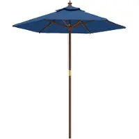 vidaXL Parasol avec mât en bois 196x231 cm bleu azur