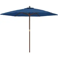 vidaXL Parasol avec mât en bois bleu azur 299x240 cm