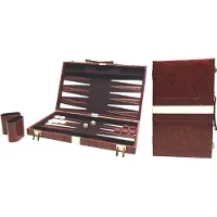 HOT Games Backgammon valise vinyle marron 46x30 cm Jeu de stratégie