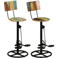 vidaXL Tabouret de bar 2 pcs. Vieux bois massif