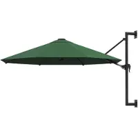 vidaXL -Parasol mural avec pôle métallique 300 cm vert