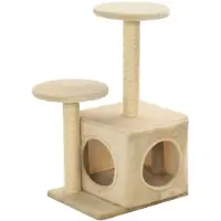 vidaXL Arbre à chat "Hohenselchow" en polyester beige. Dimensions (L/L/H) 40x30x60 cm