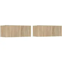 vidaXL - Meuble TV - 2 - St - 80x30x30 - cm - fait main - Bois - Sonoma - Couleur chêne