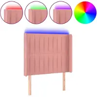 vidaXL Tête de lit LED rose 93x16x118/128 cm velours