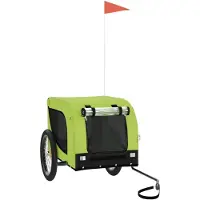 vidaXL Remorque pour vélo Chiens Vert et Noir Tissu Oxford & Fer