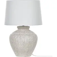 Beliani Lampe de table base en céramique beige abat-jour en tissu blanc éclairage d'intérieur design traditionnel