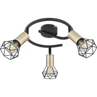 Globo Plafonnier Xara I noir avec or 3 lumières Ø 23cm