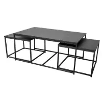 Urban Living Set de 3 tables basses gigognes en métal "Madison" - Noir - L 100/50 x P 60/50 x H 45/38 cm