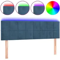 vidaXL Tête de lit LED bleu foncé 144x5x78/88 cm velours