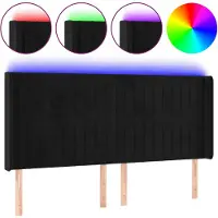 vidaXL Tête de lit LED noir 183x16x118/128 cm velours