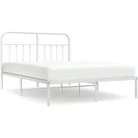 vidaXL Cadre de lit avec tête de lit en métal blanc 140x190 cm