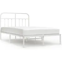 vidaXL Cadre de lit avec tête de lit en métal blanc 120x200 cm