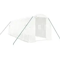 vidaXL Abri de jardin avec structure en acier 12 m² 6x2x2 m blanc