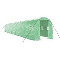 vidaXL Abri de jardin avec structure en acier 28 m² 14x2x2 m vert