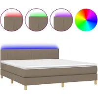 vidaXL Sommier à lattes de lit avec matelas LED Taupe 180x200 cm Tissu