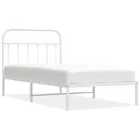vidaXL Cadre de lit avec tête de lit en métal blanc 100x190 cm