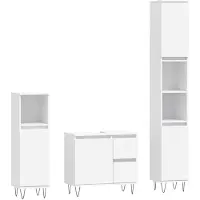 vidaXL Ensemble de meubles de salle de bain 3 pièces blanc en bois composite