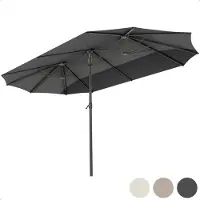 LifeGoods Parasol double - 270x460cm - jusqu'à 15 personnes - imperméable - avec housse - Gris foncé