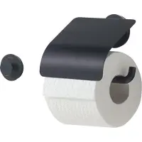 Tiger Urban - Toiletrolhouder met klep inclusief Handdoekhaak klein Zwart
