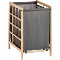 Kipit Panier à linge Woodbox - avec sac de collecte du linge - compartiment de 50 litres - 40 x 33 x 60 cm