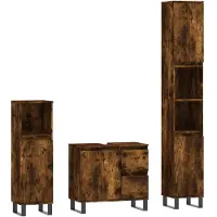 vidaXL Ensemble de meubles de salle de bain 3 pièces chêne fumé bois composite