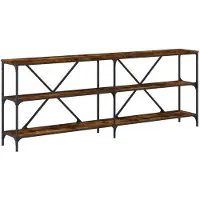 vidaXL Table console chêne fumé 200x30x75 cm bois d'ingénierie et fer