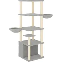 vidaXL Arbre à chat avec colonnes à griffer en sisal Gris clair 147 cm