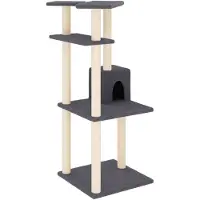 vidaXL Arbre à chat avec colonnes à griffer en sisal gris foncé 123 cm