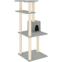vidaXL Arbre à chat avec colonnes à griffer en sisal gris clair 123 cm
