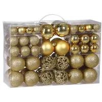 Casaria Lot de 100 boules de Noël dorées