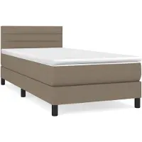 vidaXL Lit boxspring avec matelas Taupe 100x200 cm Tissu