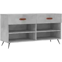 vidaXL Banc à chaussures gris béton 102x35x55 cm bois d'ingénierie