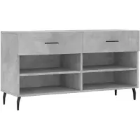vidaXL Banc à chaussures gris béton 102x35x55 cm bois d'ingénierie