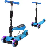 LifeGoods Scooter pour enfants MultiRider - Étape 3-8 ans - Siège réglable - Roues lumineuses - Garçons/Filles - Bleu