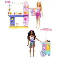 Mattel , Barbie Set promenade à la plage avec les poupées Brooklyn et Malibu, Coloré