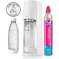 SodaStream Pack Machine à soda et eau gazeuse Terra Blanc avec 1 cylindre et 1 bouteille