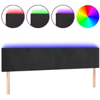 vidaXL LED Tête de lit noir 200x5x78/88 cm velours