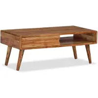 vidaXL Table basse avec tiroir en bois massif sculpté 100x50x40 cm