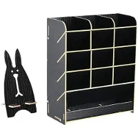 Jeemsie Organiseur de bureau en bois – organiseur de bureau élégant – finition haut de gamme – 21 cm x 9,2 cm x 25,5 cm – idéal pour le bureau et la maison