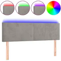vidaXL Tête de lit LED gris clair 144x5x78/88 cm velours