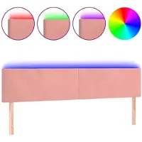 vidaXL LED Tête de lit rose 160x5x78/88 cm velours
