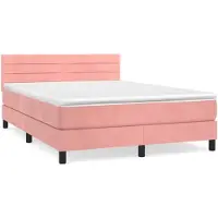 vidaXL Lit boxspring avec matelas rose 140x200 cm velours