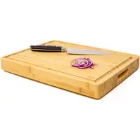 Budu Planche à découper épaisse de luxe - Bambou - 4CM d'épaisseur - Planche à découper en bois - Planches à découper en bois - Planche à découper cadeau - 29.5 x 40 x 4 cm