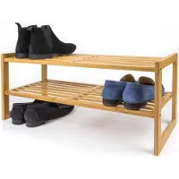 Budu Shoe Rack (2 levels) - Bamboo Shoe Rack - Wooden Shoe Cabinet - Shoe Rack wood