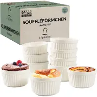 Chefarone Mini plats à four ronds - Mini moules - Moules à pâtisserie - Céramique - 200 ML - Lot de 10 - Blanc