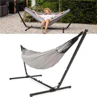 Vita5 Hamac avec support - 2 personnes - longueur réglable - sac de transport inclus - poids 205 kg - gris