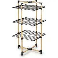 Vitapur Porte-manteau - Porte-manteau - Porte-manteau pliable - Porte-manteau pliable - 3 étages - aspect bois - Noir