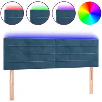vidaXL Tête de lit LED bleu foncé 144x5x78/88 cm velours
