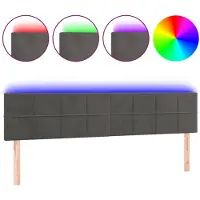 vidaXL Tête de lit LED gris foncé 180x5x78/88 cm velours