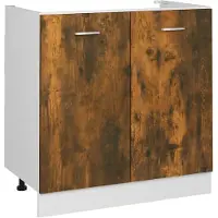 vidaXL Élément bas pour évier Lyon chêne fumé 80x46x81,5 cm Matériau dérivé du bois